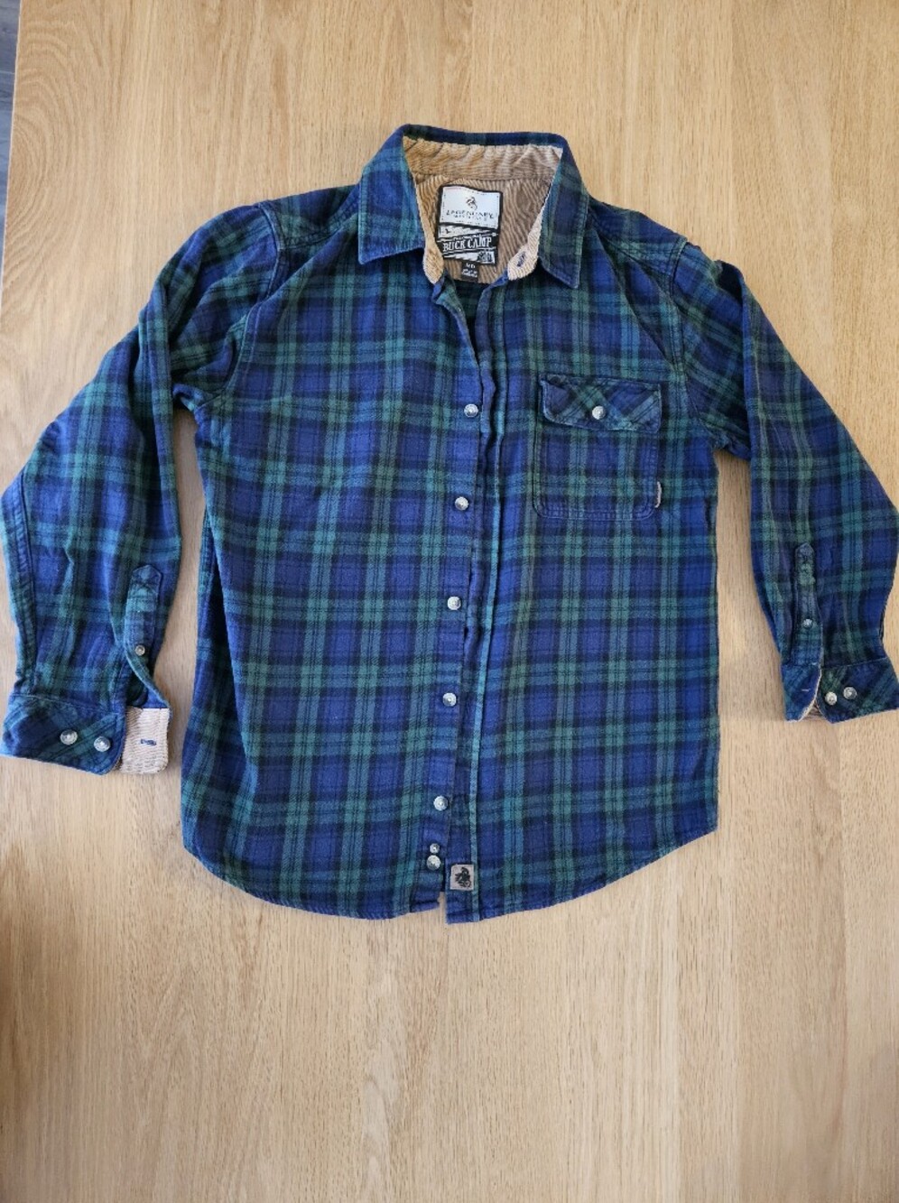 Green Blue Plaid Workwear Hunting Shirt